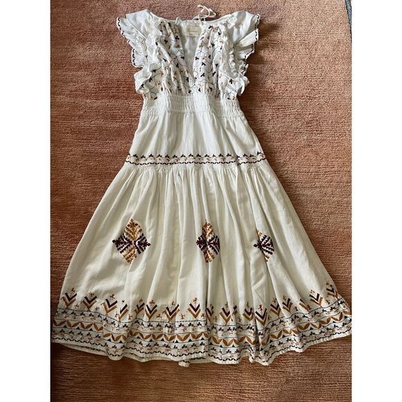 Anthropologie Embroidered Midi Dress Size M $248 - Picture 2 of 10